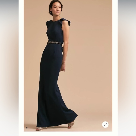 BHLDN Dresses & Skirts - Bhldn ELIOT GOWN in Midnight Blue Adrianna Papell Ruffle Back Gown Dress Size 6